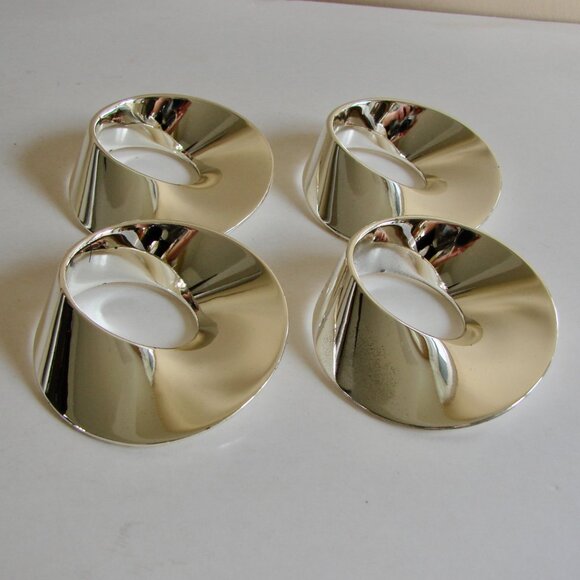 Silver Plated Napkin Rings Wedgwood Twist Napkin Rings Set of 4 Modern Hallmark - Picture 6 of 13